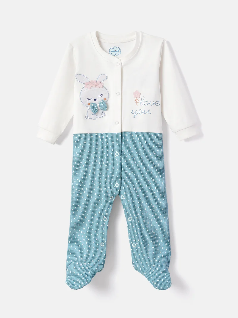 Nautinati  Baby Girls' Cotton All-over Polka Printed Sleepsuit with Snap Buttons for Women | Best Price UAE